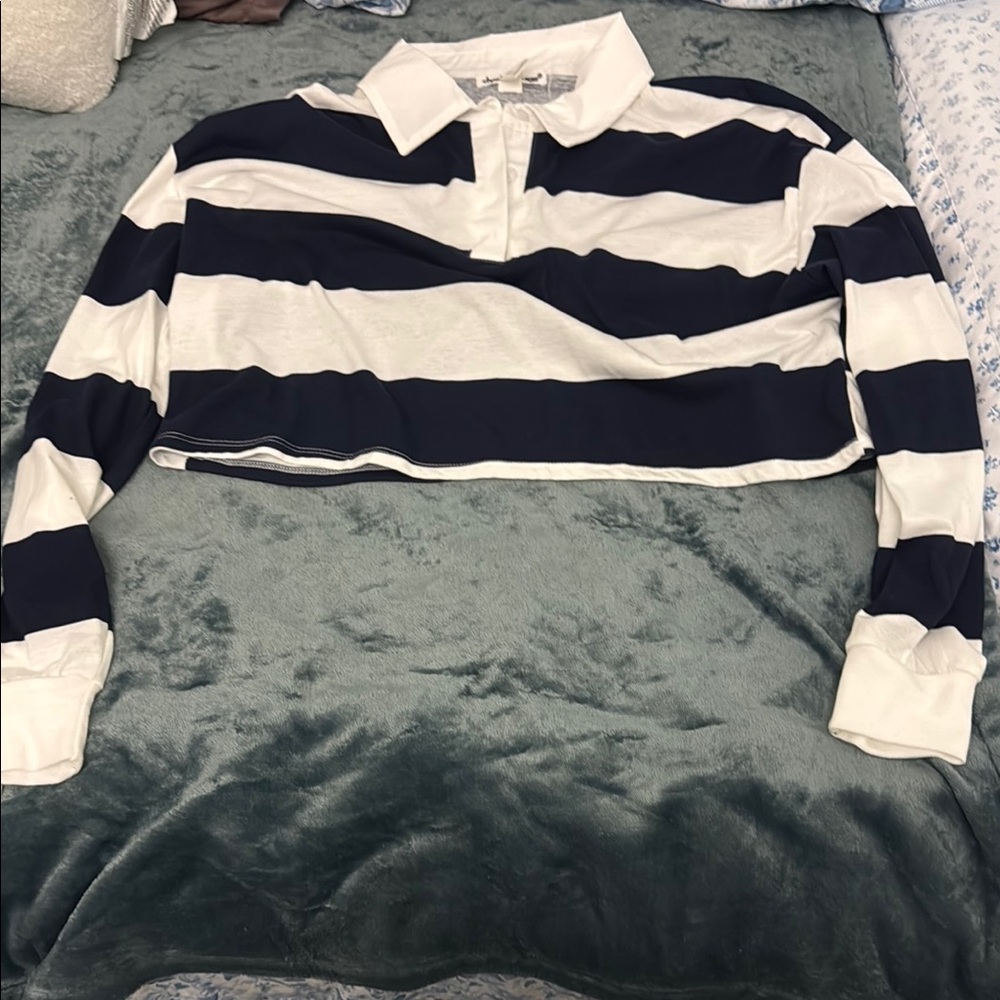 Striped Long Sleeve Crop Top